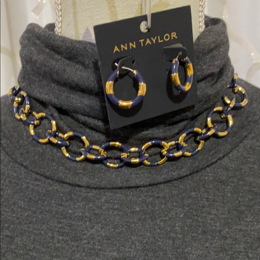 Navy blue and gold earring neacklace bracelet set